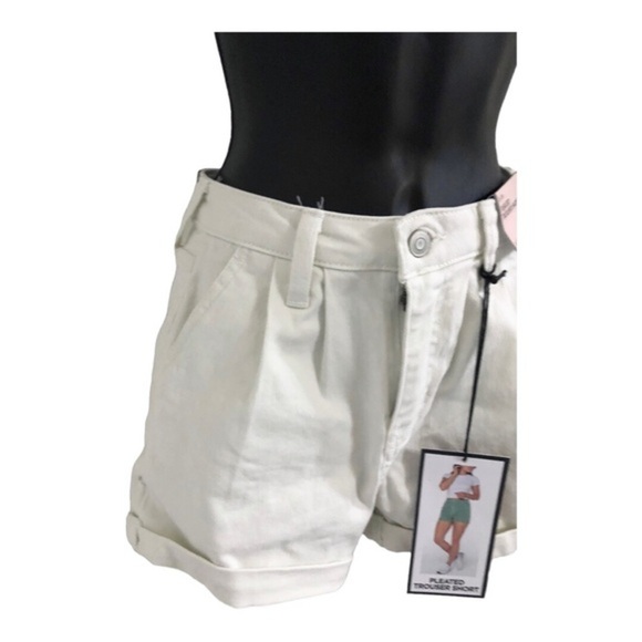 BCBGeneration ecru off-white denim pleated trouser jeans shorts size 0/24 new - Picture 15 of 16